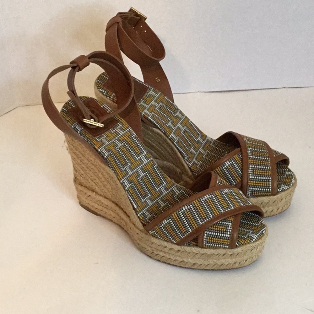 Tory Burch Beaded Espadrille Wedges